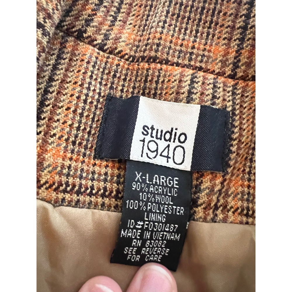 Studio 1940 Womens XL Academia Plaid Wool Blend Office Work Blazer Jacket Preppy - Picture 2 of 5